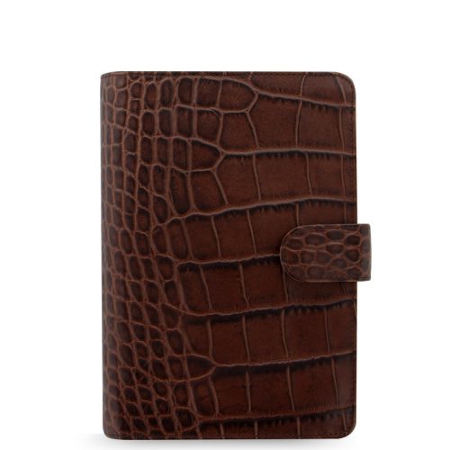 Leather Classic Croc Personal Organizer Chestnut Brown