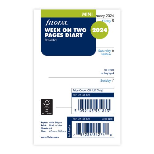 Week On Two Pages Diary - Mini 2024 English - Filofax