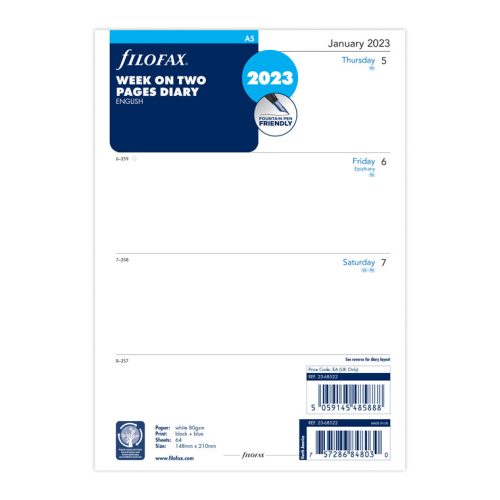 Week On Two Pages Diary - A5 2024 English - Filofax