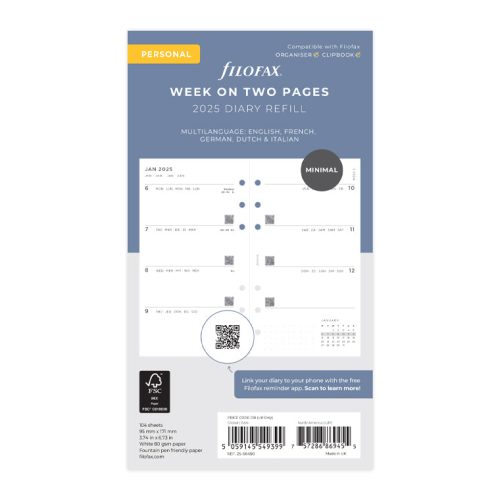 Minimal Week On Two Pages Diary - Personal 2025 Multilanguage - 25-68490