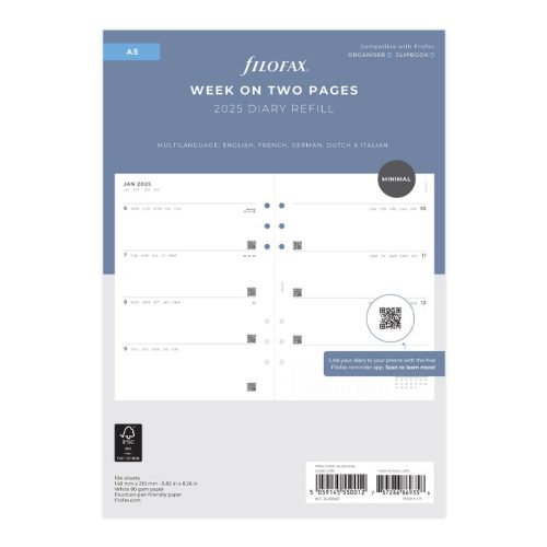 Minimal Week On Two Pages Diary - A5 2025 Multilanguage - 25-68590